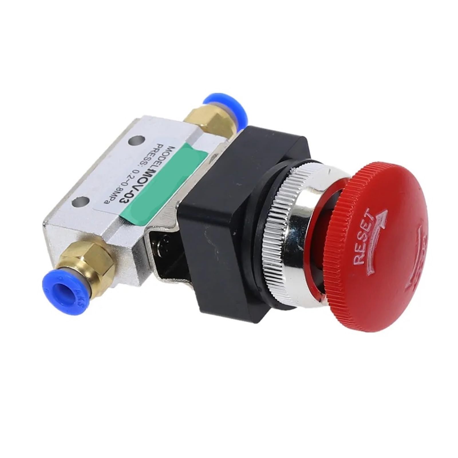 Bouton d'arrêt d'urgence pneumatique 3 voies MOV-3 1/8" à bouton champignon rouge