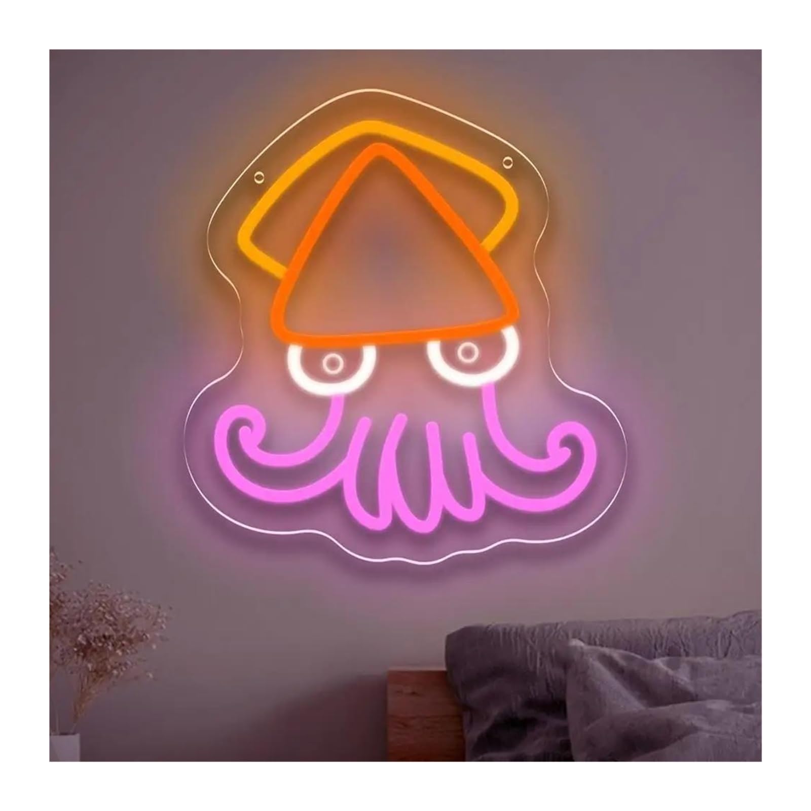 néon signe Enseigne Lumineuse LED En Forme De Calmar, Intensité Variable, Pour Chambre D'enfant, Restaurant, Vitrine, Barbecue, Takoyaki, Décoration, 28.5cmx30.5cm