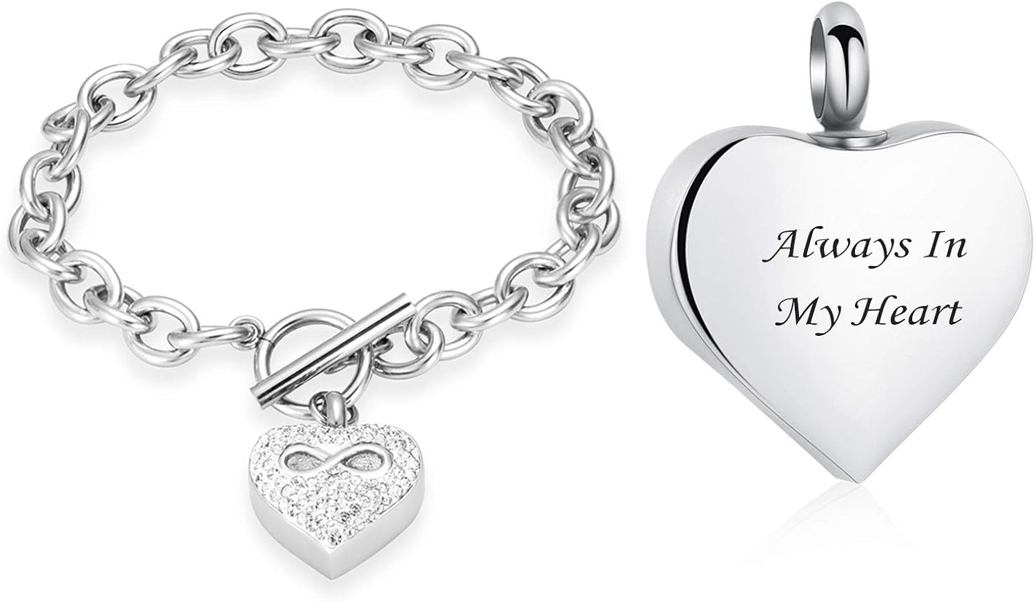 Infinity Heart Cremation Bracelet for Ashes Stainless Steel Urn