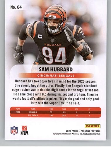 Miniatura 2 de 2023 Panini Prestige #64 Sam Hubbard NM-MT Cincinnati Bengals Football Trading Card