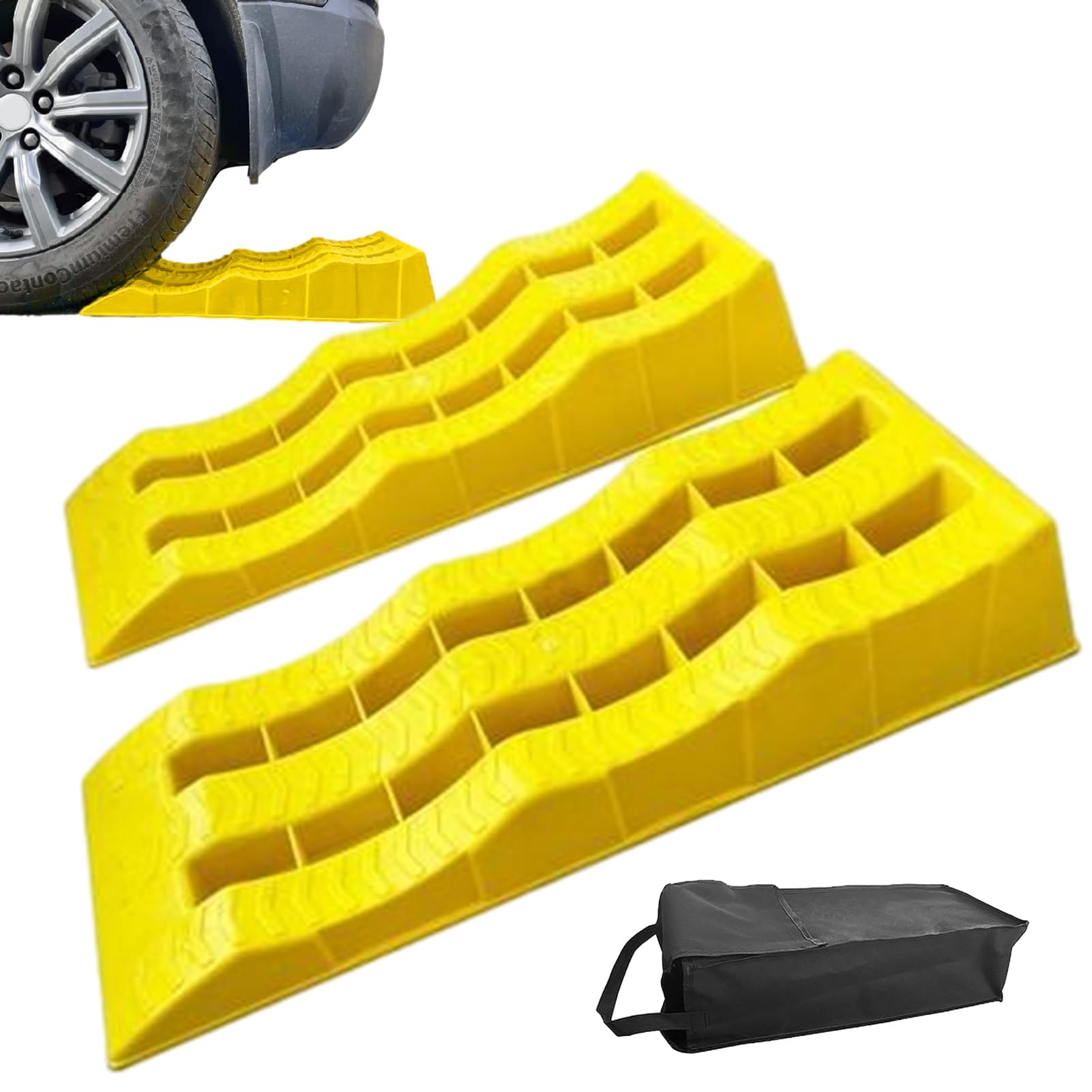 Cunei per ruote, freno salva pneumatici, per pneumatici, cunei scanalati, 2 di livellamento resistenti, multifunzionali, leggeri, livellatori per ruote per rimorchi, per terreni | 2 di livellamento resistenti, multifunzionali, leggeri, livellatori per ruo