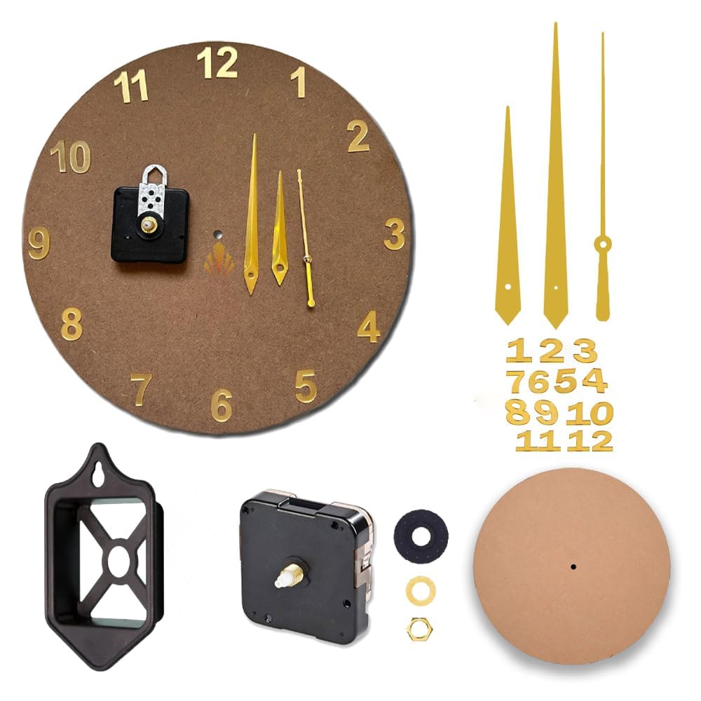 SKYVILLA DIY Resin Art Wall Clock Making Kit | 12 Inch Round MDF Base 45mm Thickness with 18mm Quartz Clock Movement and Fancy Needles | Complete Set for Beginners Artists & Projects (Style 3)-picture-24