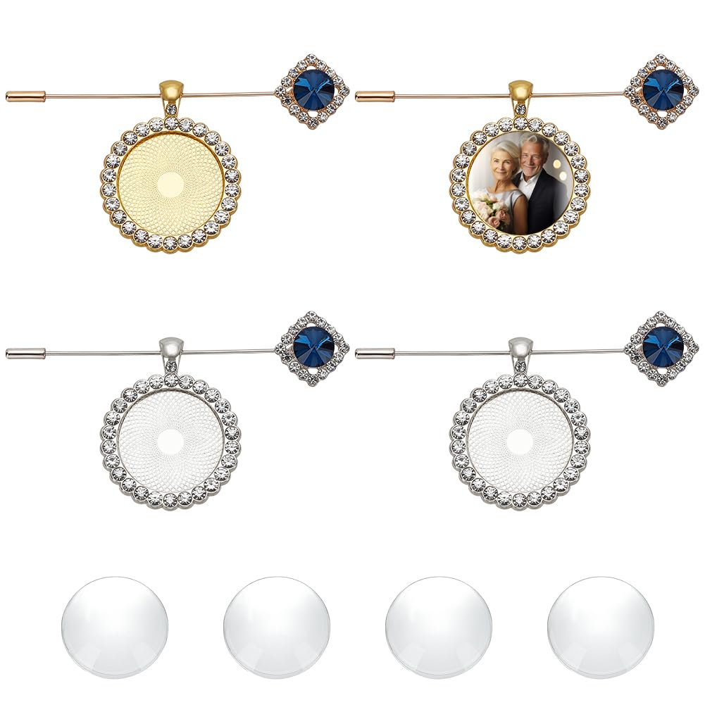 Cadeau de mariage broche commémorative pour bouquet avec cabochons photo