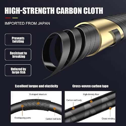 Miniatura 8 de Caña de pescar telescópica de carbono portátil de 7 pies, 9 pies, 12 pies, 13 pies, 14 pies, 15 pies, caña de pescar giratoria portátil para lancha