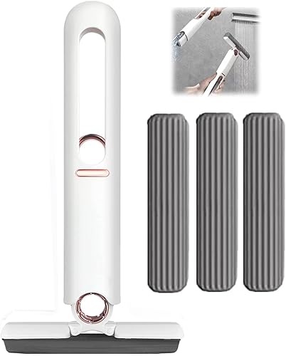 Citternlla Mini trapeador portátil, con 3 cabezales de esponja, fácil de almacenar, potente trapeador absorbente de cerámica para limpieza de suelos