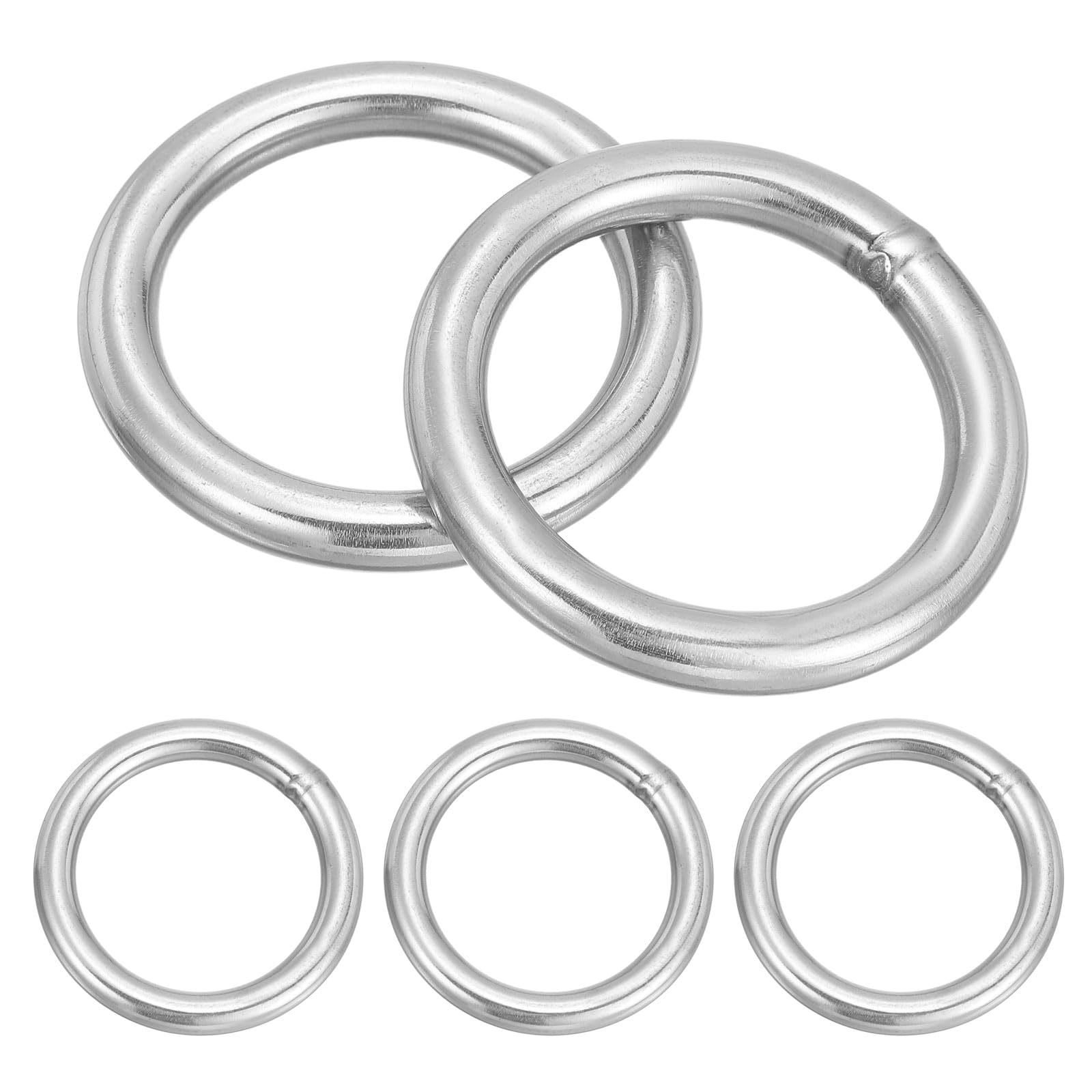PATIKIL Metal O Rings, (60mmOD, 44mmID, 8mmThick)(5Pcs), 304 Stainless Steel Heavy Duty Round Ring Buckles, Suit for Macrame/DIY Craft/Hardware/Keychain/Belt/Dog Leash