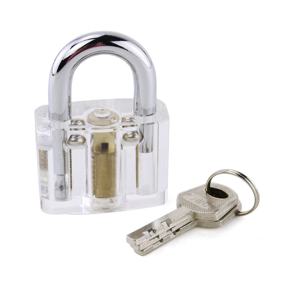 Loboo Idea Transparant Oefentraining Hangslot en 5-Delige Credit Card Lock Pick Gereedschapsset, Professionele Lockpick Gereedschapsset voor Slotenmakers en Beginners