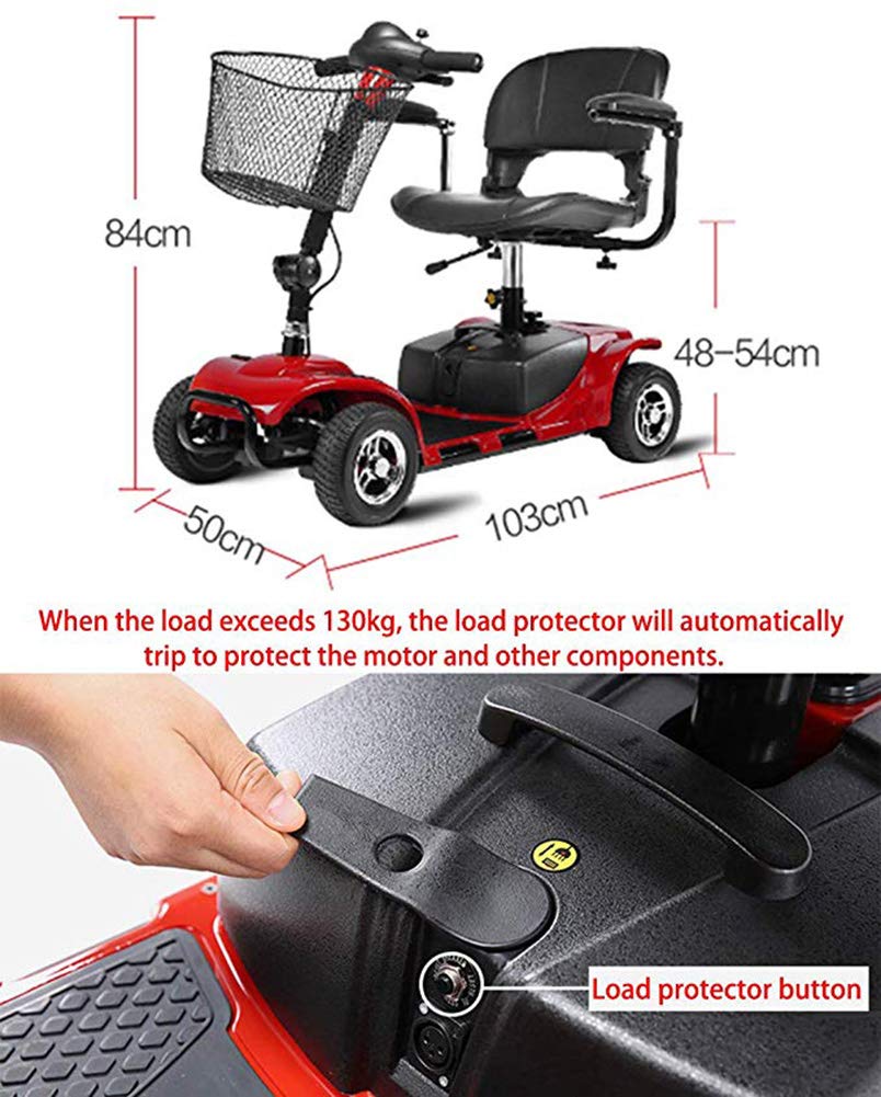Silla de ruedas liviana, ruedas livianas, scooter eléctrico para adultos, scooter de movilidad eléctrica, scooter de viaje para personas mayores, plegable, pasamanos que se puede abrir, asiento de 4