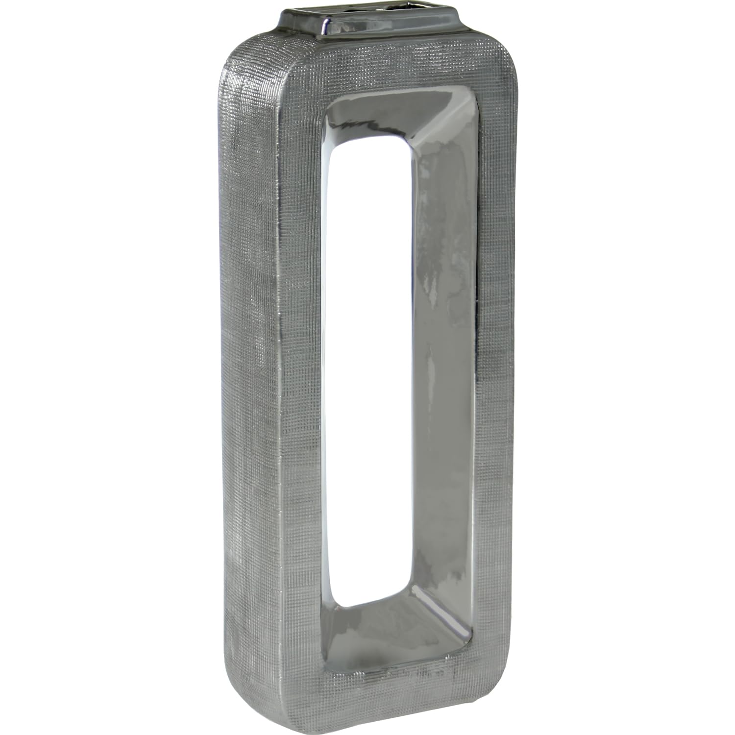 Vase en céramique argenté de luxe 40cm finition haute brillance