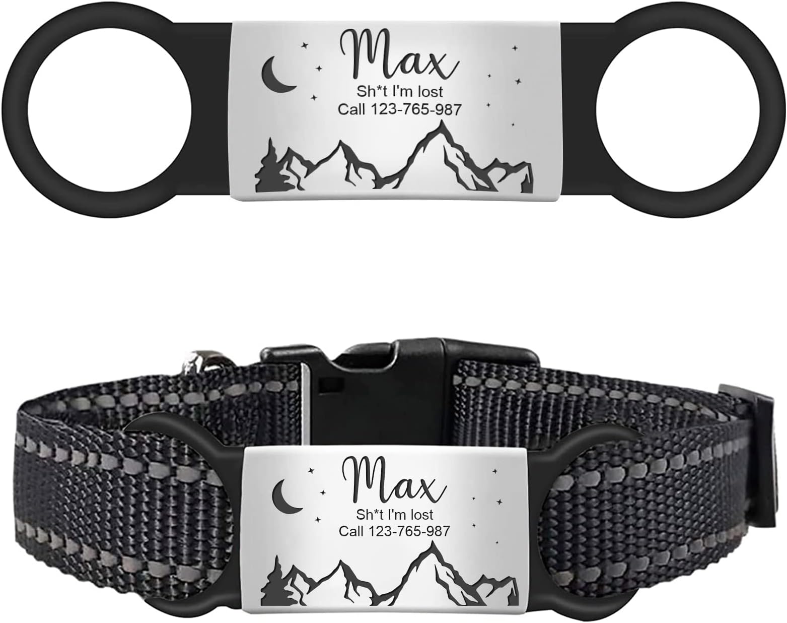 Nibana Personalized Dog Tags, Slide On Pet ID Tag, Engraved Stainless