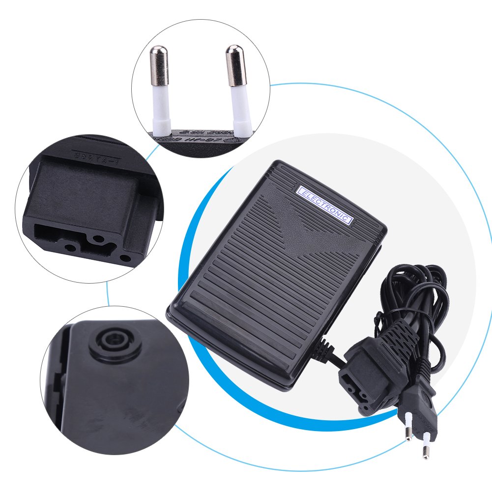 Walfront Pedal de Control de Velocidad, Controlador de Pedal de Pie para Máquina de Coser 200-240V Enchufe de la UE