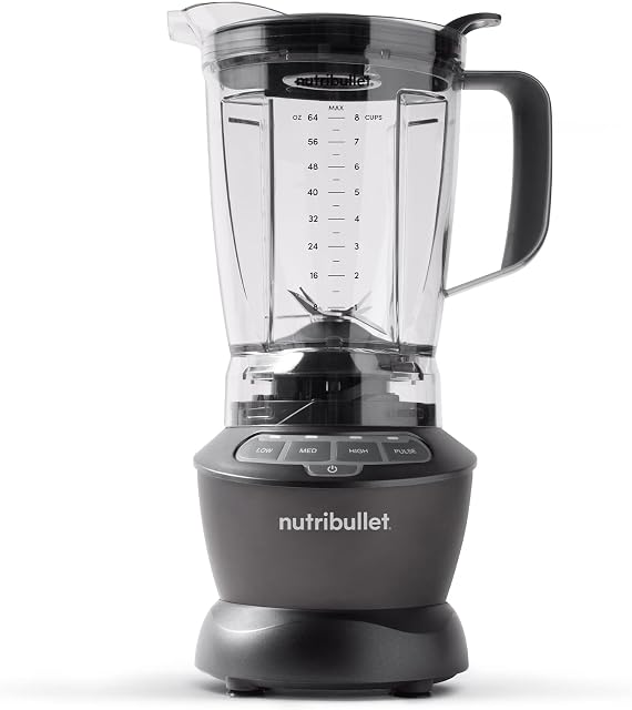 Nutribullet NBF50400 Mixeur de Comptoir pour Smoothies, Smoothies, Préparation Alimentaire et Mélange de Produits Gelés, 64 oz, 1200 W, Gris Foncé
