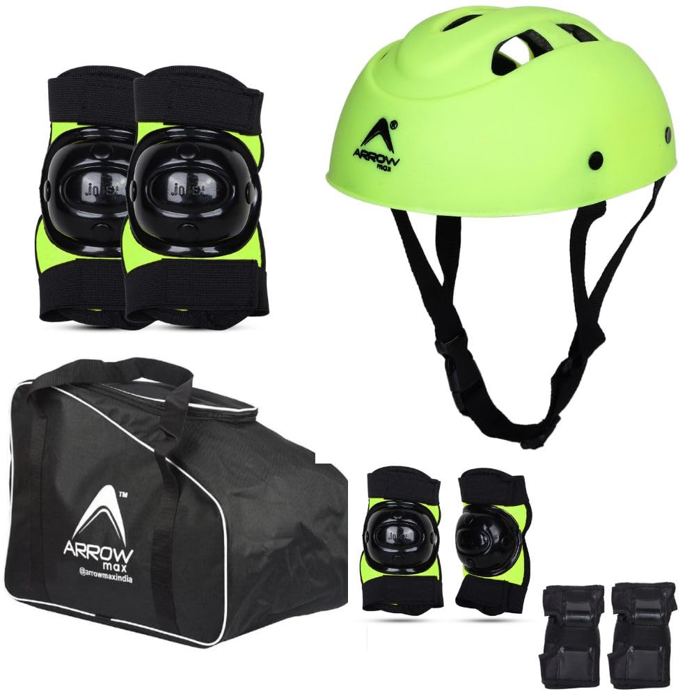 Skating Cycling Protection Kit for Kids Boys Girls Seniors - Headguard Helmet,Knee Guard,Elbow Guard,Palm Gloves| Ideal Protective Set with Skating Bag for Quad Skates Age 4-16 Years (Large, Green) (B0D3Q48155) Amazon Price History, Amazon Price Tracker