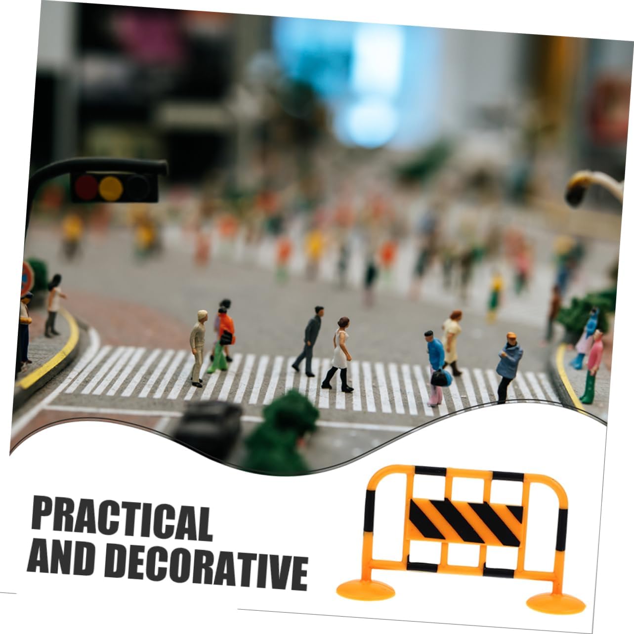 12pcs Miniature Traffic Roadblocks and Barricade Fence Models Realistic Orange Barrier for Construction Playsets Educational Mini Traffic Sign Accessories for Sand Table and Mini