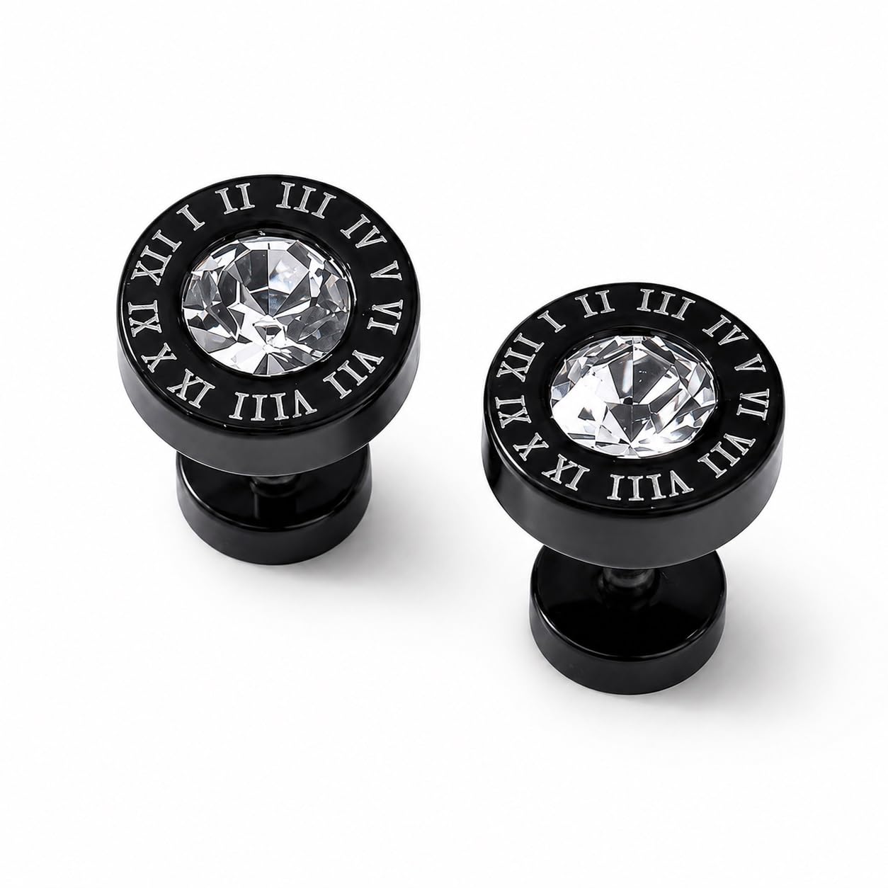 1 Pair Luxury Black Numeral Stud Earrings With Sparkling Zirconia Crystal Stone-picture-21