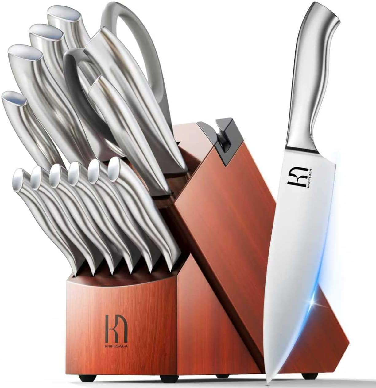 Kitchen Knife Block Set Enduring Sharpness Premium Knife Set with Block 14 Pcs Japanese High Carbon Stainless Steel
