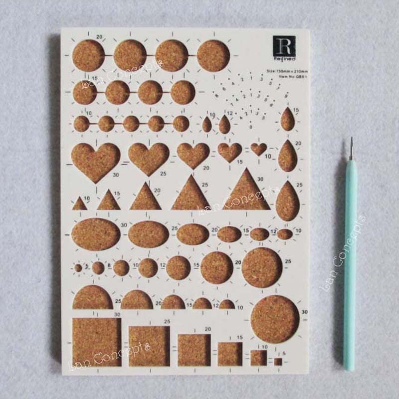 DIY Craft Quilling Tools - Template Board 1 piece and Slotted Pen 1 piece -