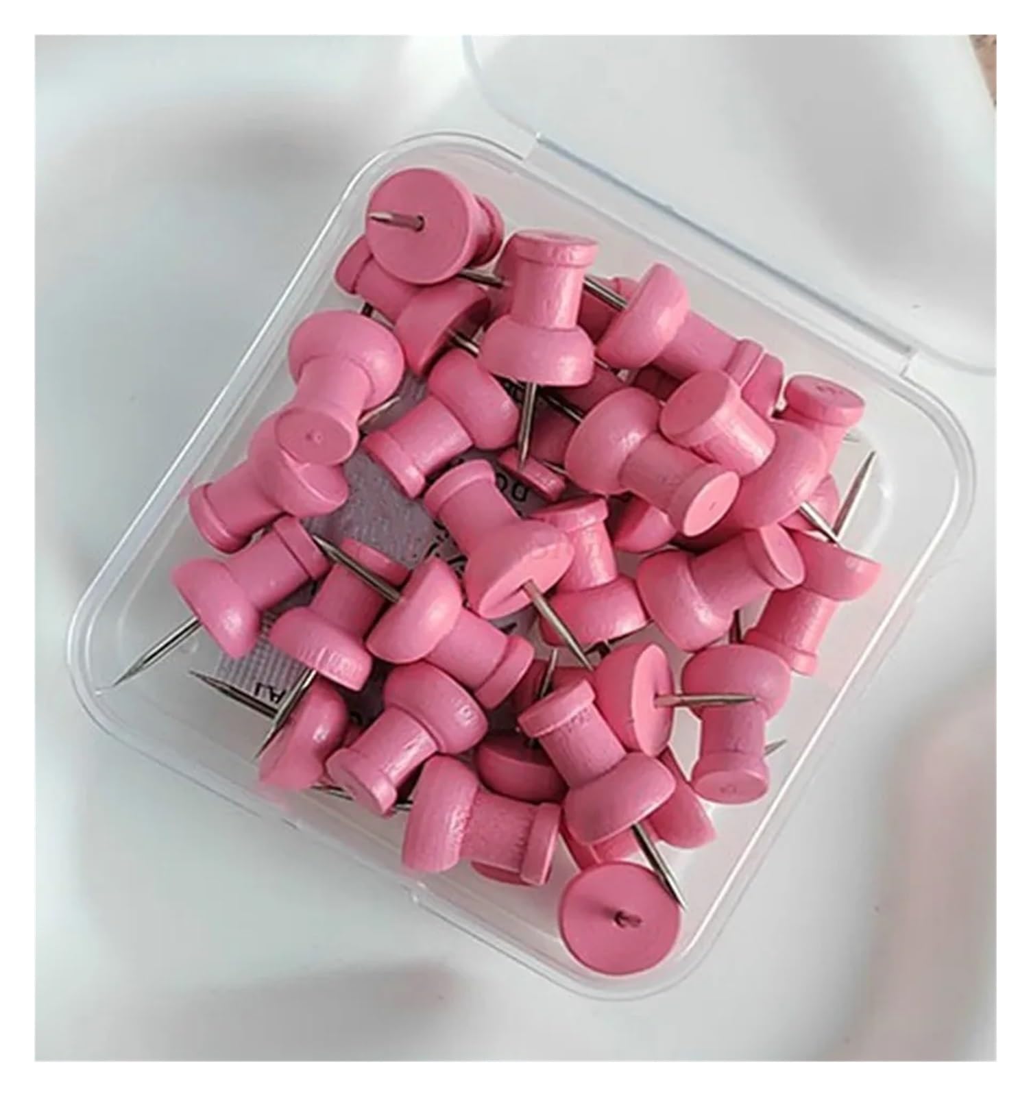 Chinchetas para colgar en la pared, 120 unidades, color rosa, en forma de I, color macarrón, madera maciza, tablero de anuncios de uñas