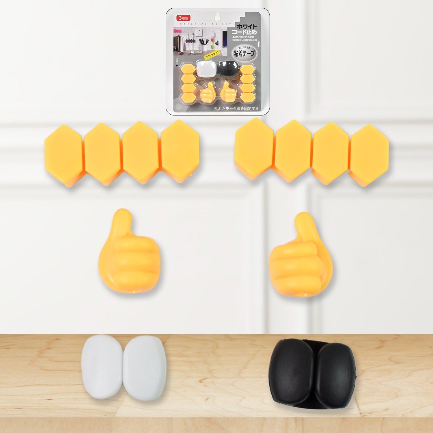 Wowli Self Adhesive Hooks for Cable Clips, Desktop Cable Organizer (6 Pcs Set/Mix Design) 1