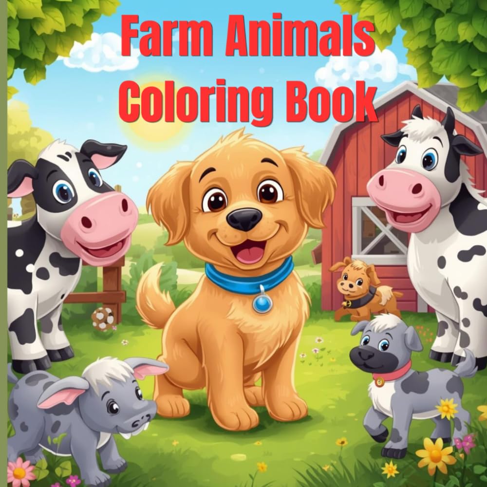 Fun Farm Animals Coloring Book for Kids