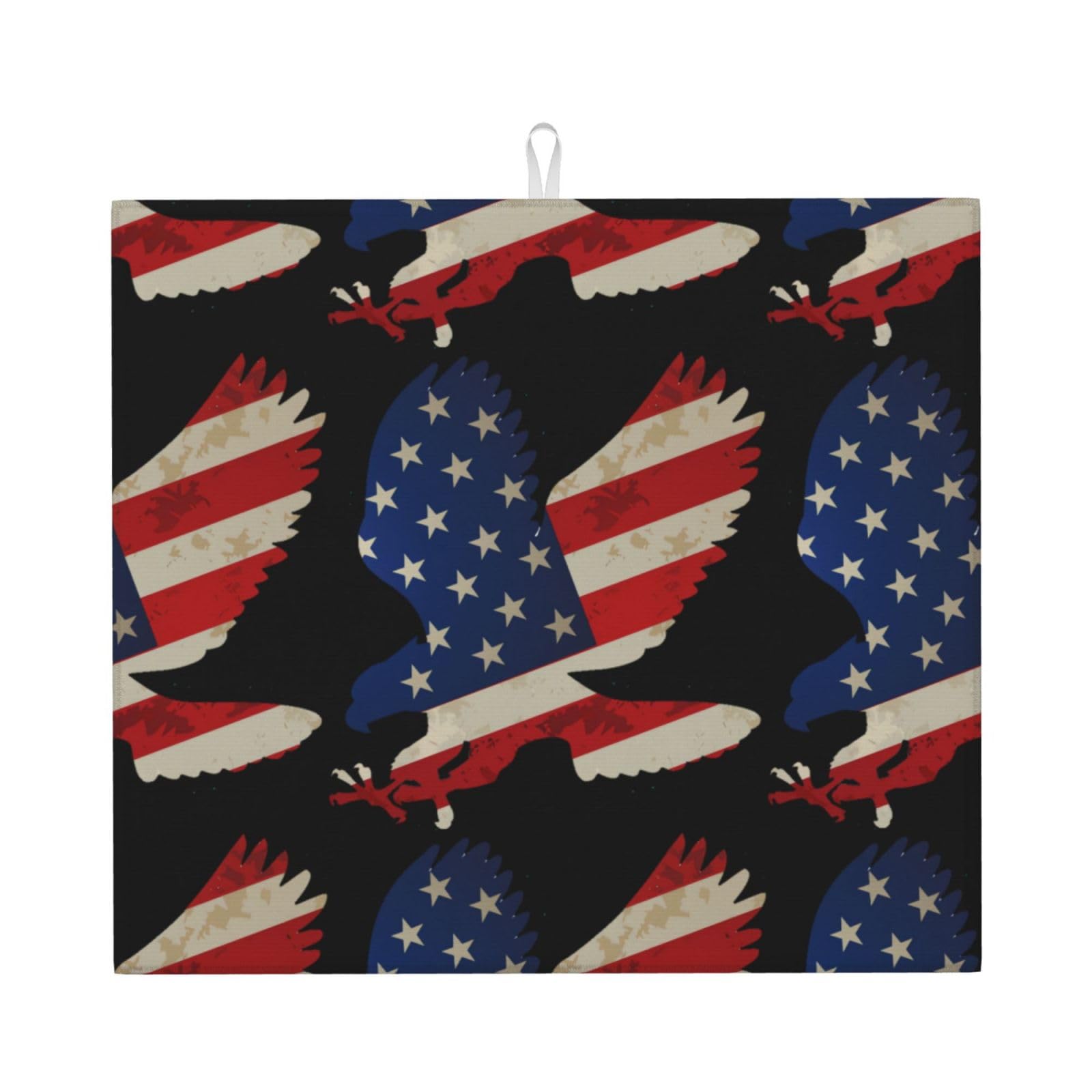 YYHWHJDE American Eagle and Flag Prints Kitchen Drying Mat – Absorbent Microfiber Throw for Dishes, Non-Slip Counter Layer with Vibrant Fade-Resistant Print, Ideal for Appliance Protection
