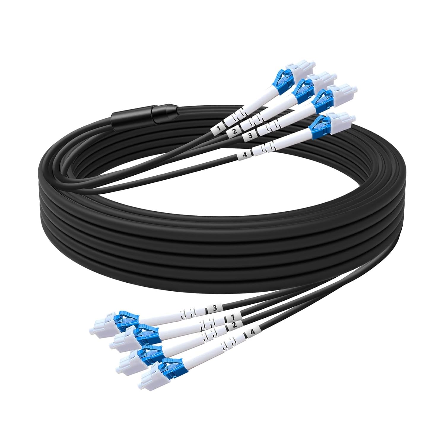 165FT/50M 4-Core Industrial TPU LC to LC Outdoor Armored Fiber Patch Cable, 4 Strands OS2 Single Mode Fiber Patch Cable with LC Connectors, Direct Burial LC-LC 9/125um, OD-5mm, Blac