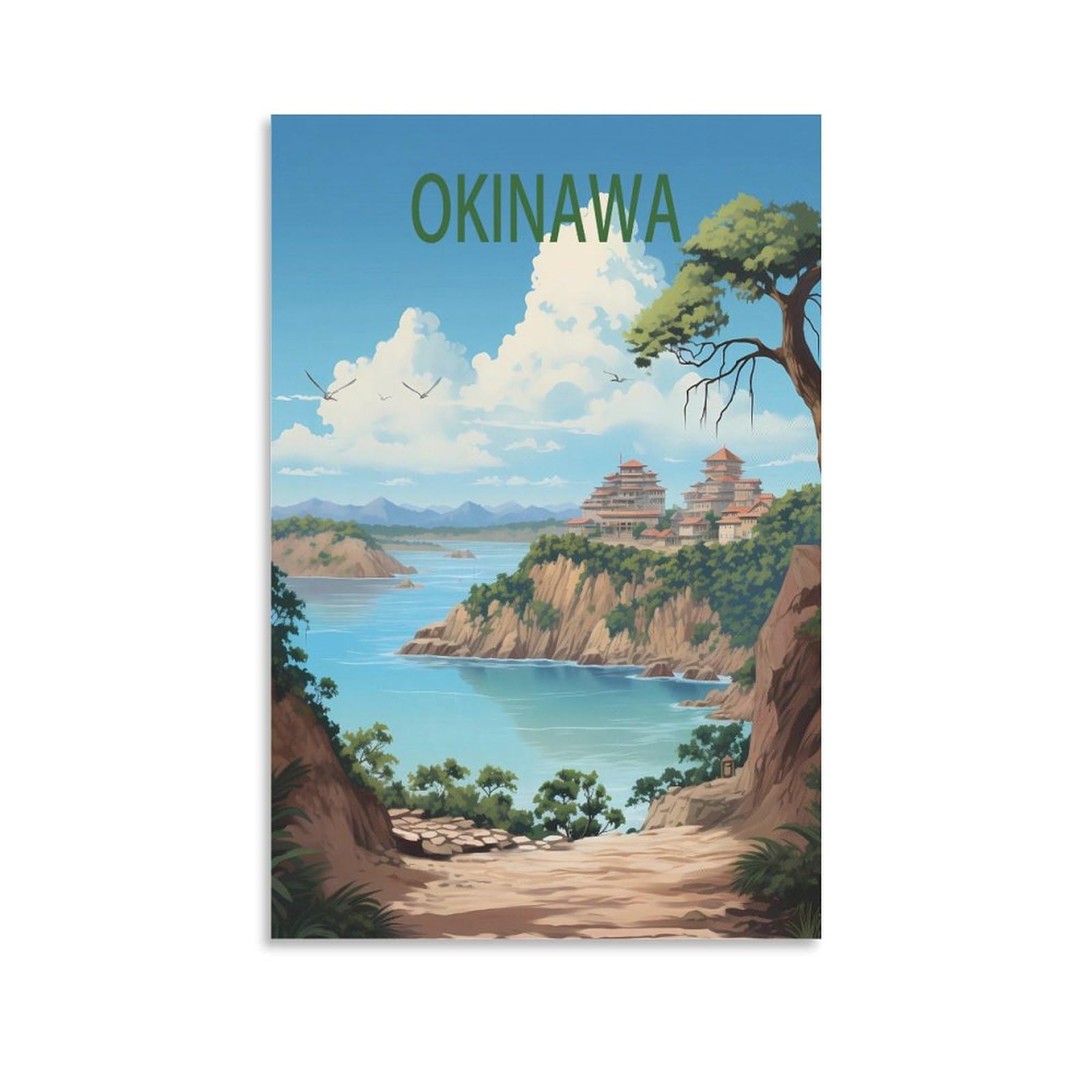 EZMLFA 5D Diamond Art Kits for Beginner,Okinawa Japan Landscape Crystal Rhinestone Embroidery Craft Kits for Home Wall Decor Gifts, 40x40cm