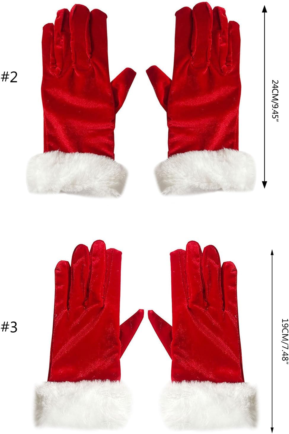 Christmas Cosplay Santa Gloves Winter Full Finger Mittens Stretchy Warm LED White Cuffs Decor Gloves For Girls Teens