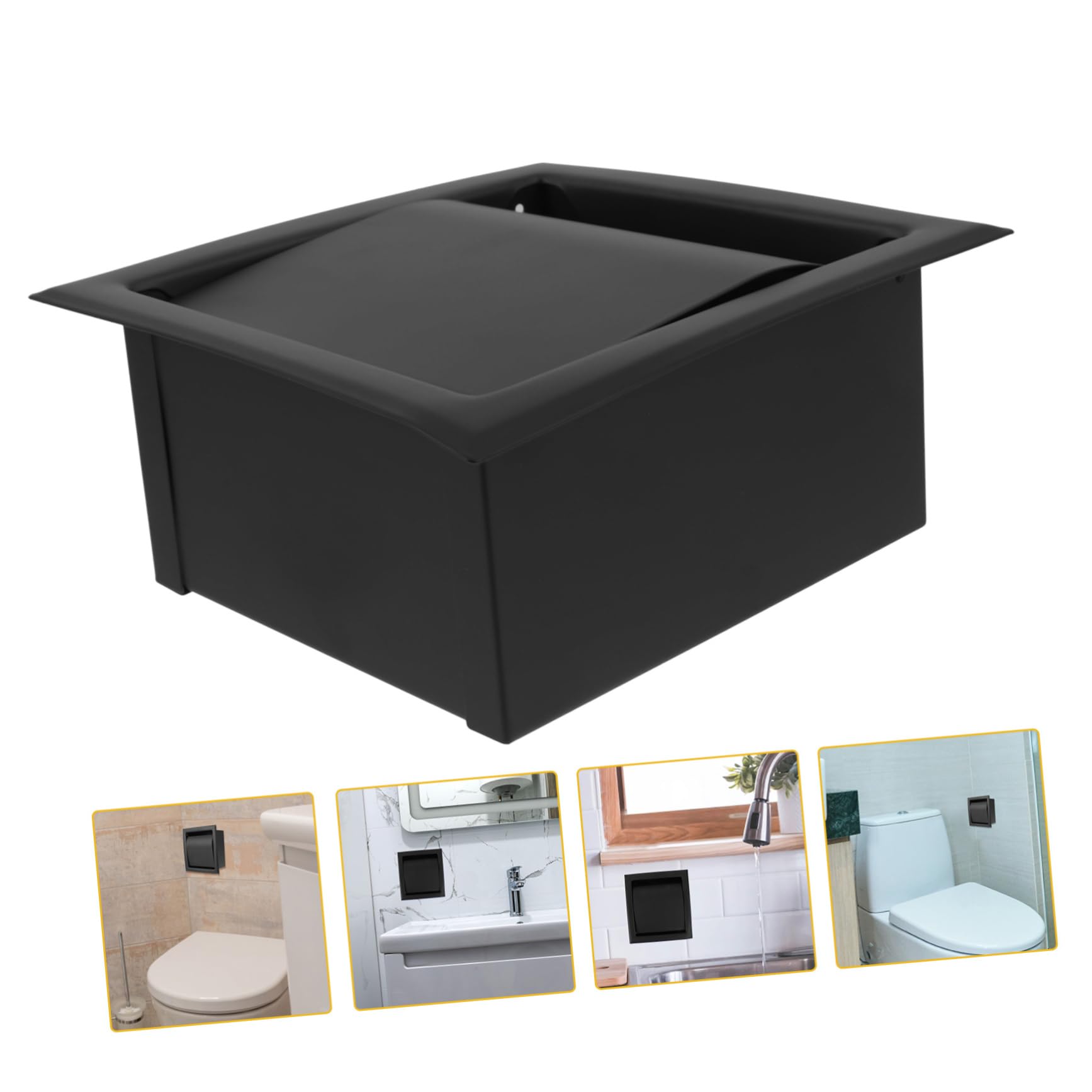 WOONEKY Portarotolo da Muro in Acciaio Inossidabile Nero, Design Moderno e Semplice, Facile da Usare e Pratico per Bagno o Cucina