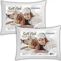 Kit 2 Travesseiros Firme e Alto Soft Gel 50x70cm Antialérgico Fibras Importada Toque Macio Refrescante Lavável
