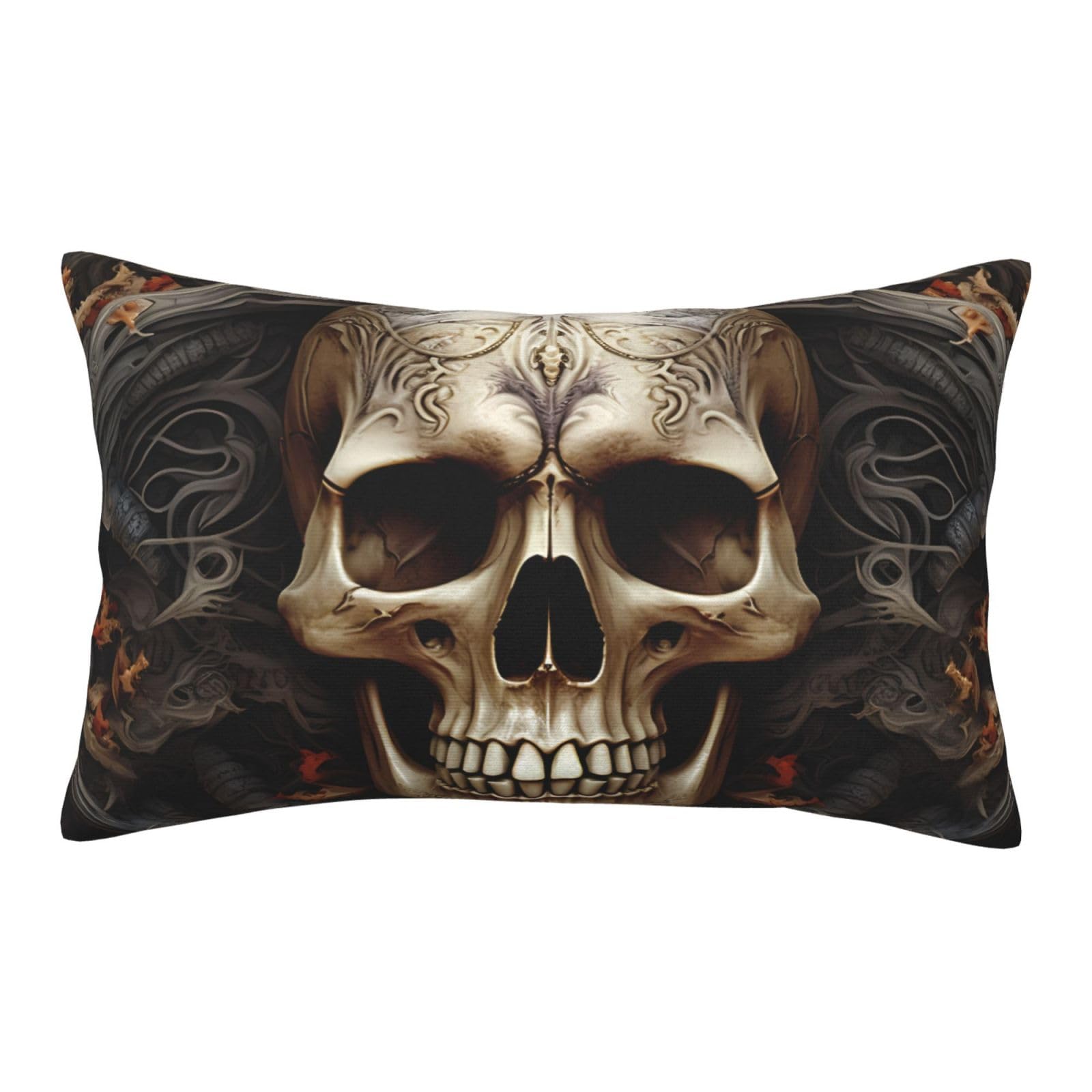 Velvet Pillowcases 14"x20" Ultra Soft Breathable Pillow Cases, Luxury Fuzzy Throw Pillow Covers with Zipper, Skulls Pillow Shams All Seasons Decorative Cushion Cases for Couch