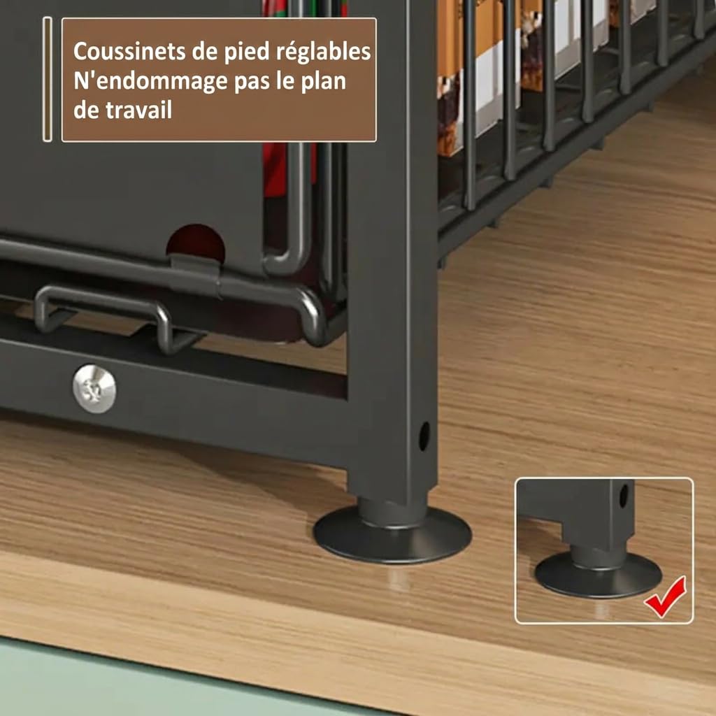 Rangement sous Évier Cuisine, Rangement Cuisine Métal 2 Niveaux avec Tiroirs Coulissants, Organisateur Placard Cuisine et Salle de Bain, Étagère Gain de Place pour Plan de Travail (Une pièce)