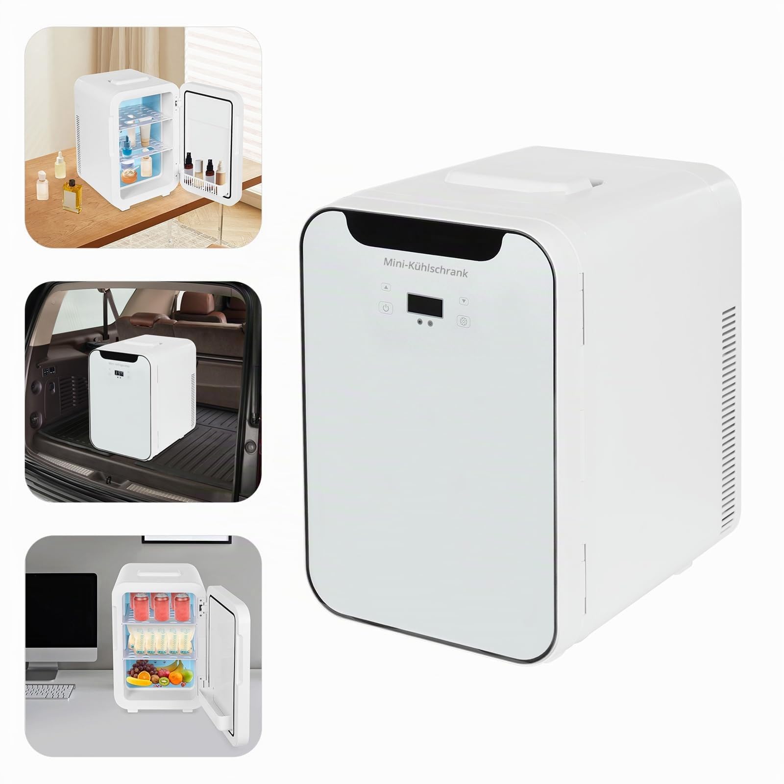 Mini-Kühlschrank, 20 Liter, kleiner Kühlschrank für Schlafzimmer, AC/DC-Thermoelektrik-Kühler und -Wärmer für Hautpflege, Getränke, Büro, Wohnheim, Auto, tragbarer Kühler persönlicher Kühlschrank
