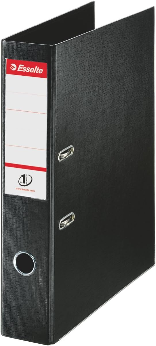 Esselte48087 Lever Arch File PVC Slotted 70 mm Spine Foolscap - Black, Pack 10