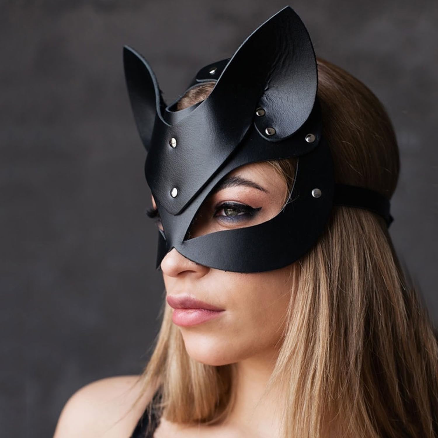 Catwoman maska dla kobiet, maska z kotem na pół twarzy, skóra kota, czarna skóra kota, maska Cosplay na Halloween, maskaradę, karnawał