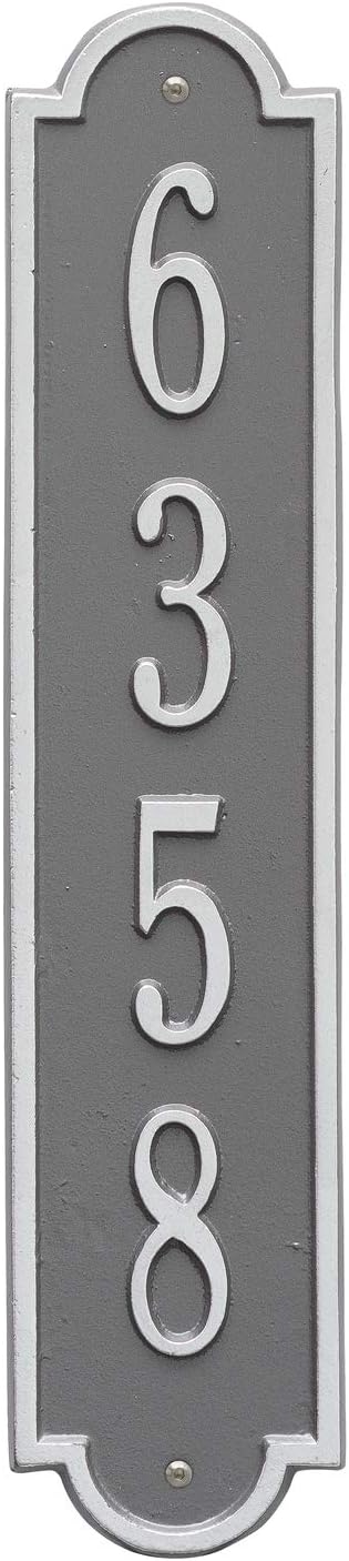 Whitehall™ Richmond Vertical Address plaque. Made in the USA. BEWARE OF IMPORT IMITATIONS. Personalized Cast Metal Sign. 11 colors available! Custom house numbers.