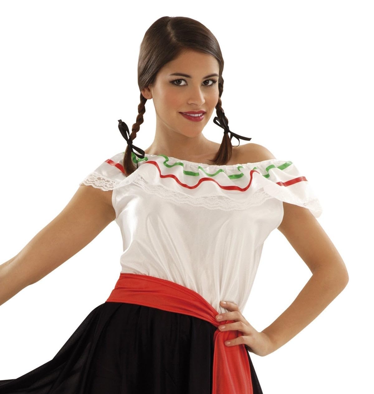 My Other Me - Disfraz Mexicana mujer adulta blanco y negro | Incluye vestido y fajín en blanco y negro