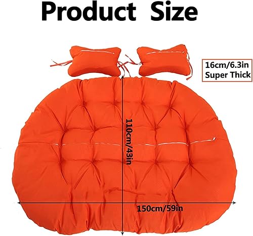 Miniatura 7 de GARCAN Cojín de columpio para silla de huevo grande, reemplazo de cojín de hamaca colgante, cojines de mimbre lavables gruesos para exteriores,