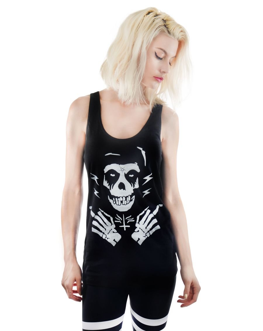 Too Fast Punk Rock Metal Ghost Crimson Ghost Black Racerback Tank Top