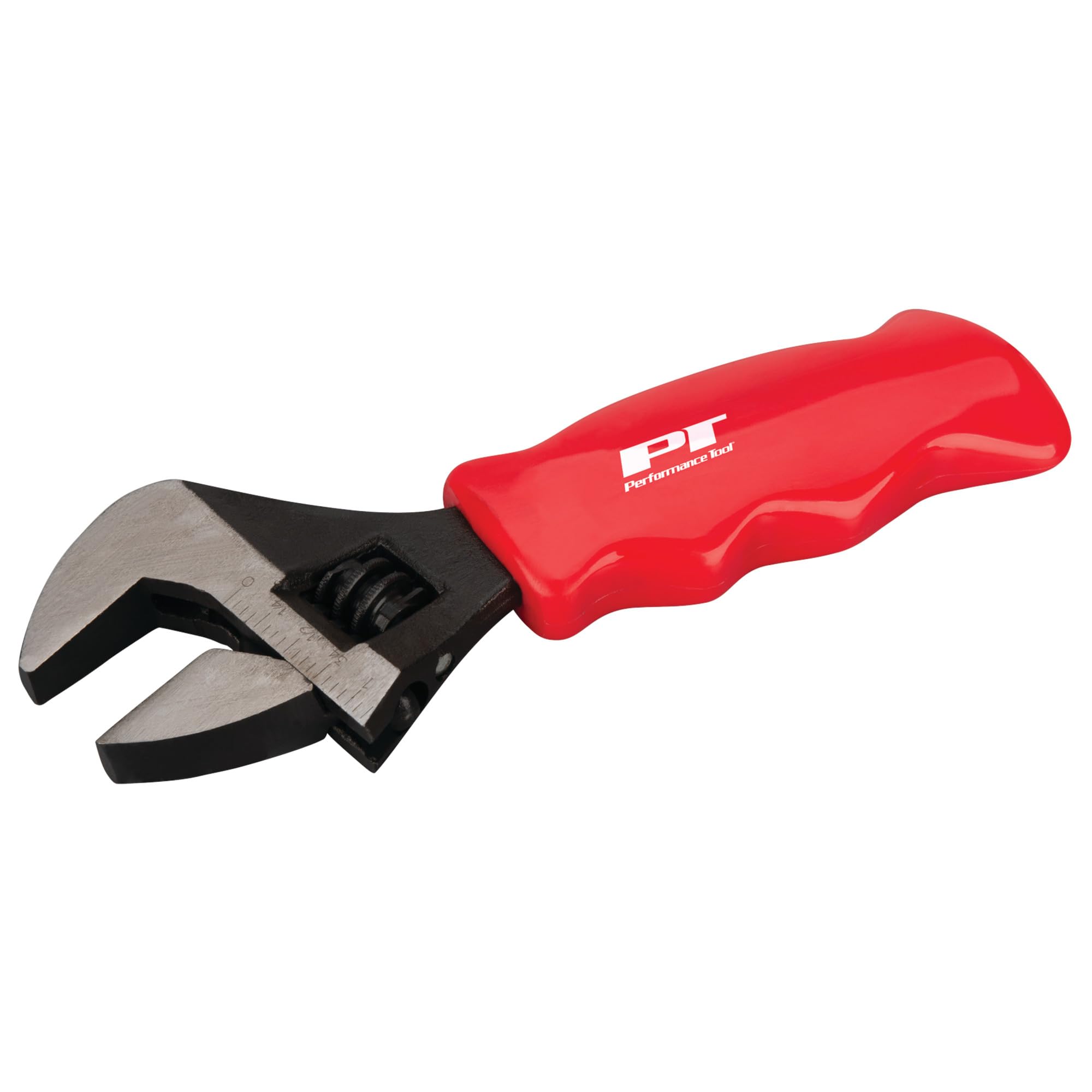 Performance Tool W9108 Stubby Adjustable Wrench with SAE and Metric Markings, 1-Inch Jaw Capacity and Contoured Handle for Tight Spaces