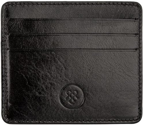 Maxwell Scott - Tarjetero de cuero de lujo para hombre The Marco Hecho a mano en Italia, Negro -