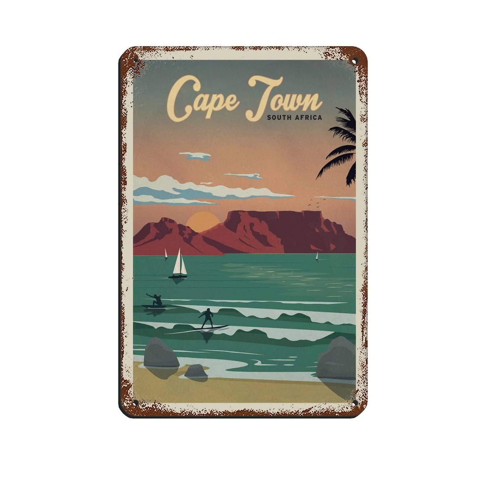 Azolid Metal Tin Sign Cape Town Travel Tin Signs Retro Bar Pub Diner Cafe Home Bathroom And Room Art 14X20cm