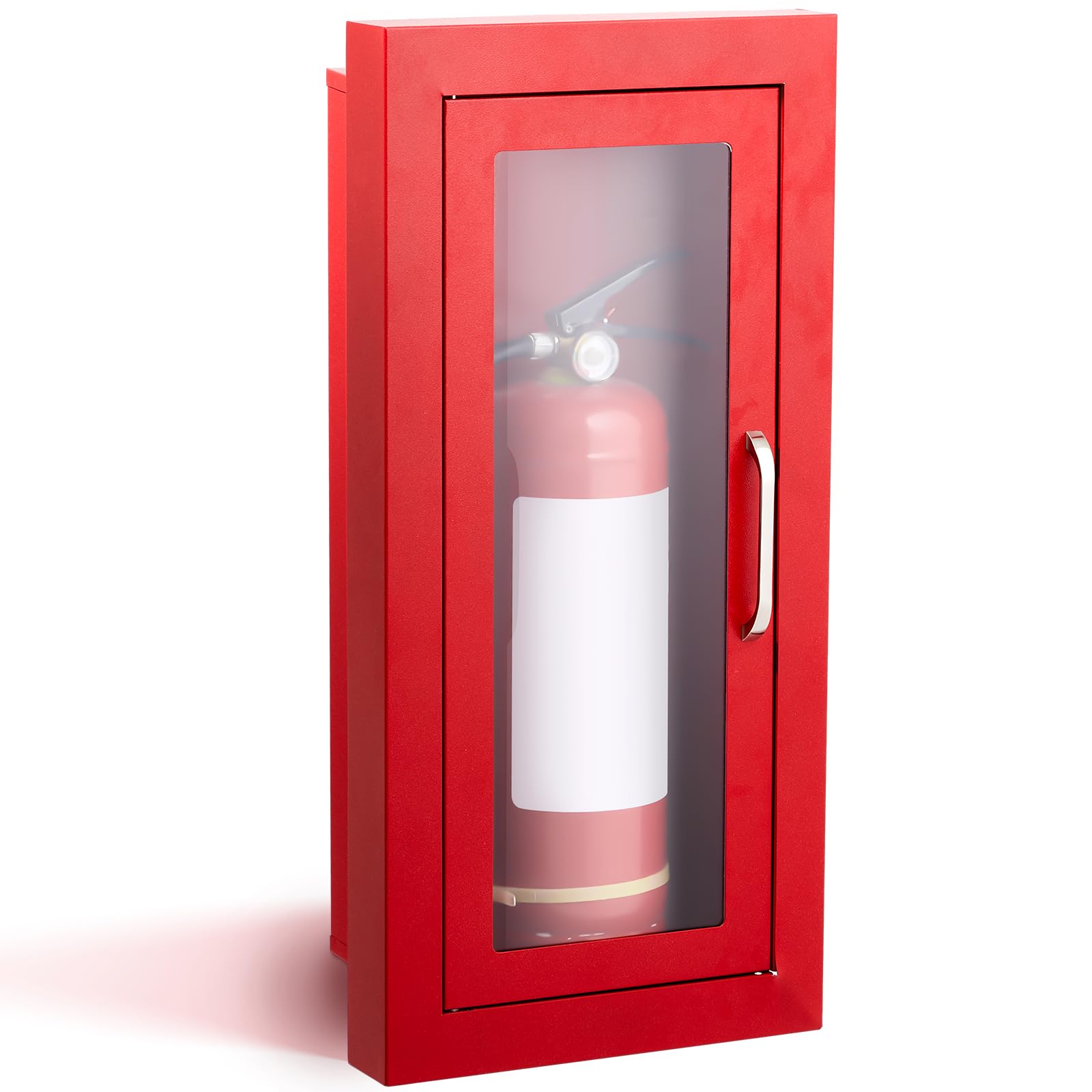 Zonon 1 Pcs Semi Recessed Fire Extinguisher Cabinet, Acrylic Window, Red
