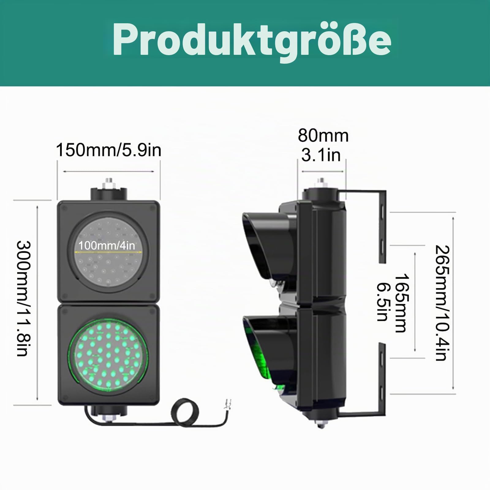 100mm Ampel, Wandmontierte Ampel mit Fernbedienung, Plug and Play, geeignet für den Einsatz in Einkaufszentren/Lagerhäusern/Parkspuren(Size:100m remote control)