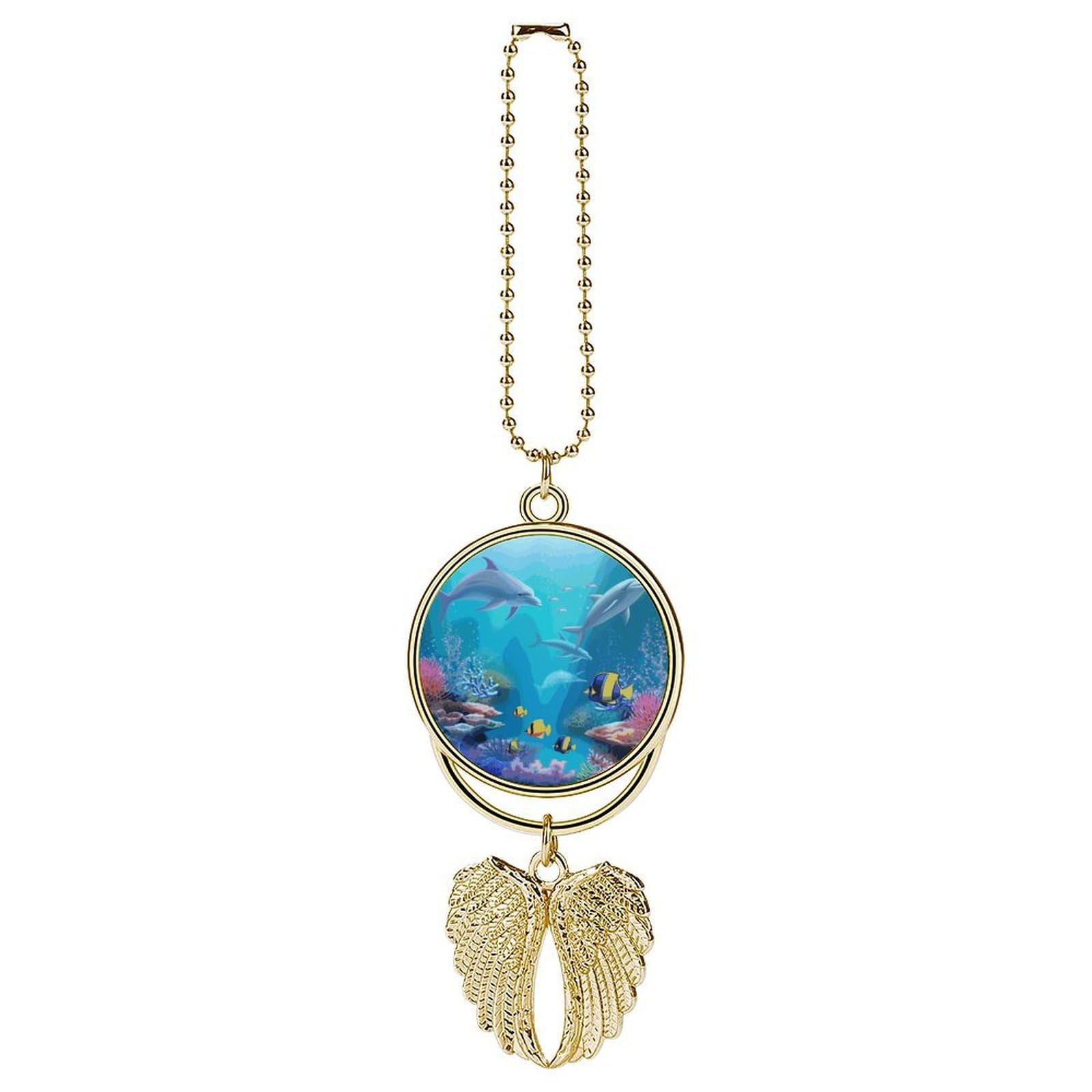 Blue Ocean Underwater Fish Car Charm Alloy Car Rear View Mirrors Hanging Ornaments Stylish Car Pendant Funny Auto Hanging Accessories Car Hanging Ornaments Gift for Women Men