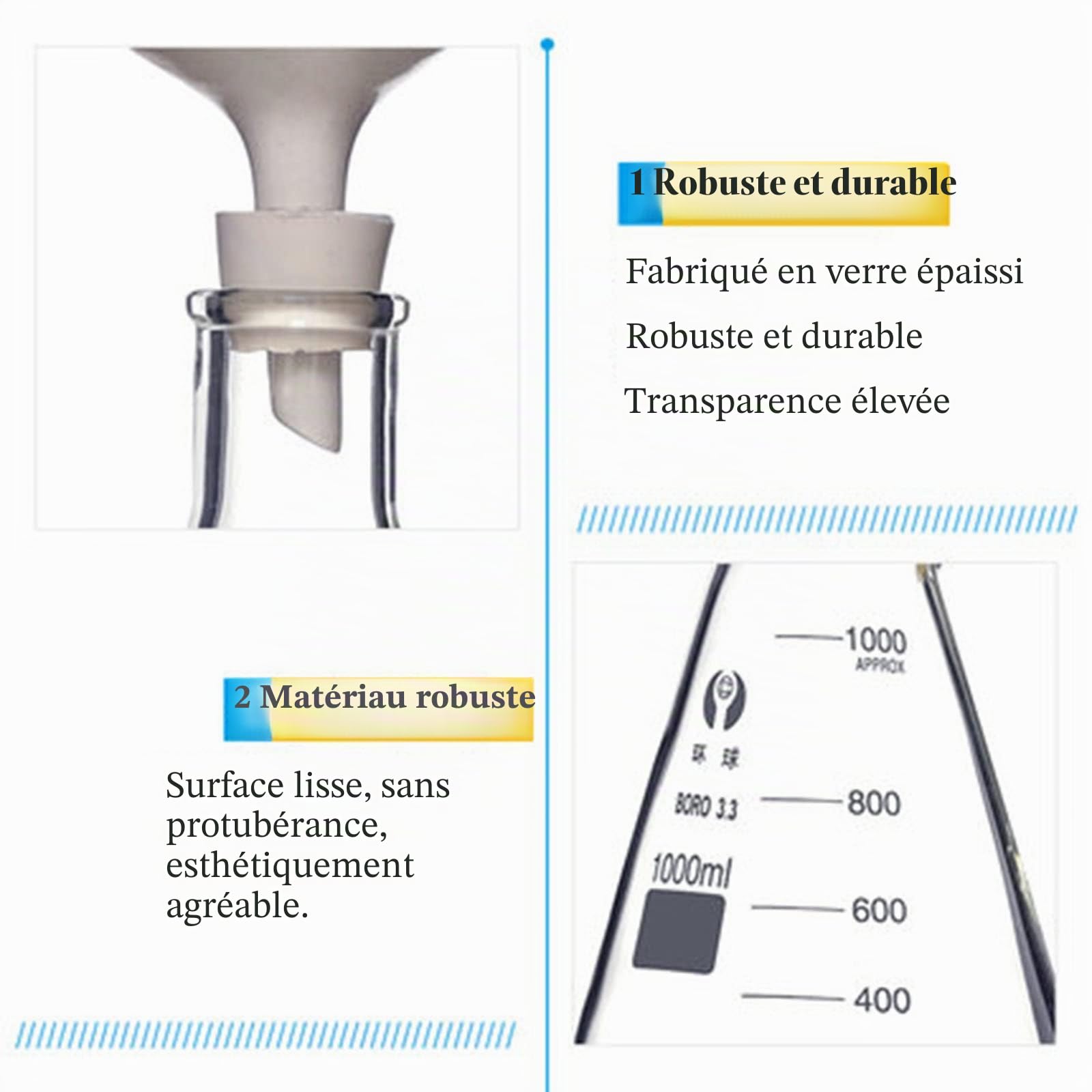 Appareil de distillation de filtration sous vide de laboratoire, avec kit de filtrage d'aspiration en verre d'entonnoir et de pompe pour réduire la pression dans la bouteille de filtre Expérie