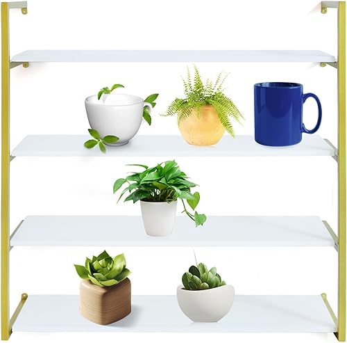 Miniatura 6 de Estantes montados en la pared, estantes de exhibición para coleccionables, estable con marco de metal, estantes de almacenamiento, estantería con