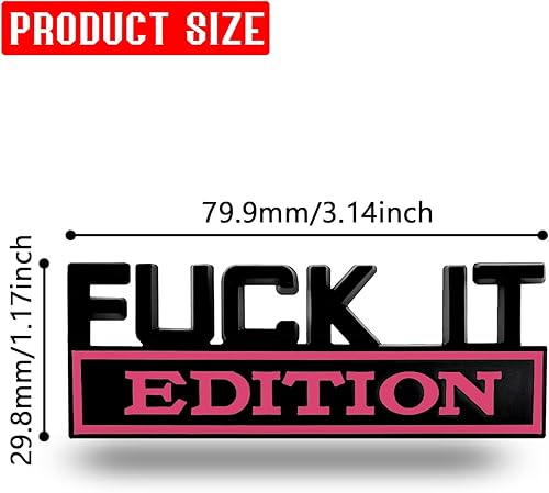 Miniatura 9 de Fuck IT Edition Emblema Calcomanía para guardabarros de automóvil, parachoques para puerta de maletero, calcomanía 3D, accesorios de repuesto para