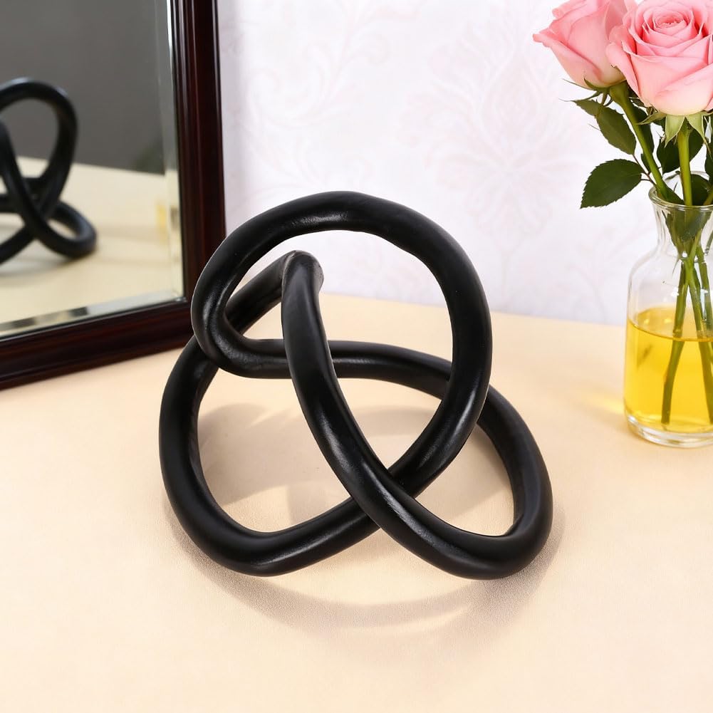 QIANLING モダンゴールドノット彫刻 ホームデコレーション - 抽象的な幾何学的アート装飾 リビングルーム、オフィス、玄関用