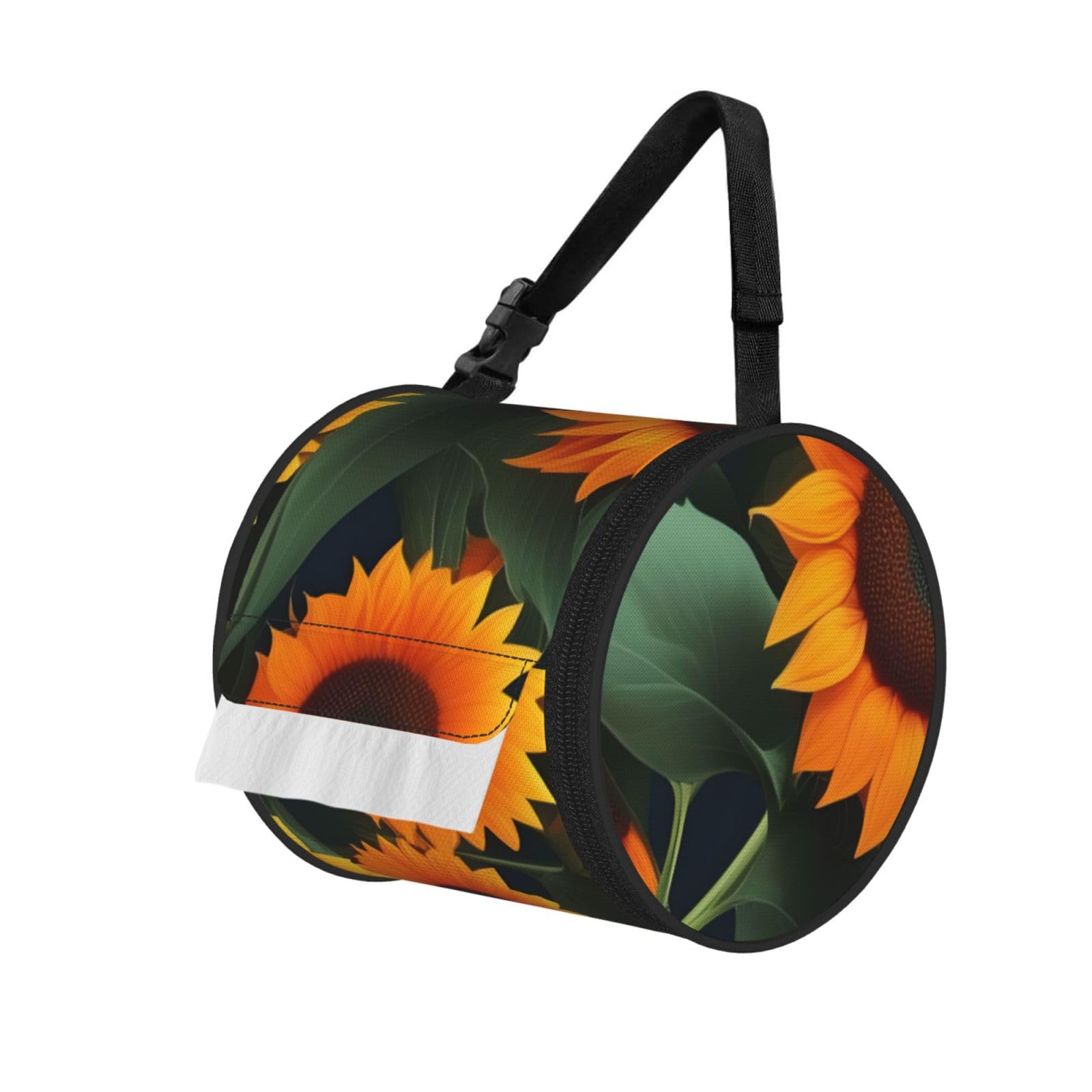 Orange Sunflower Print Cylindrical Tissue Holder Bathroom Car Home Office Kitchen Decor Versatile
